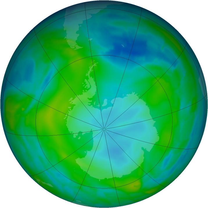 Antarctic ozone map for 25 May 2010